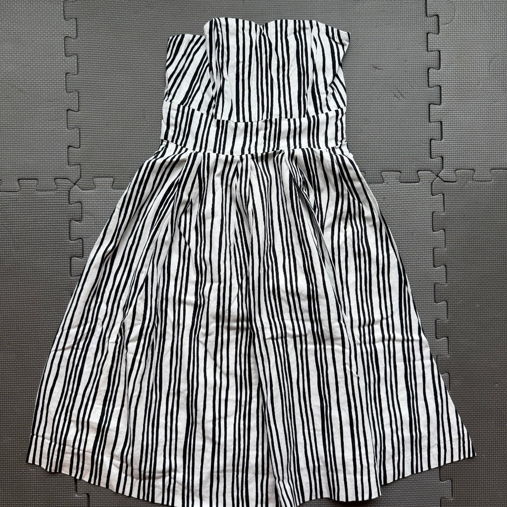 Club Monaco Strapless Graphic Stripe Midi Dress